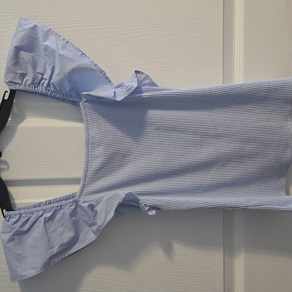 A New Day Blue Flutter Sleeve Blouse